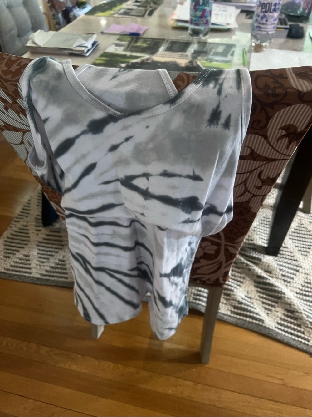 Tie-Dye Gray and White Sleeveless Women’s Tank Top